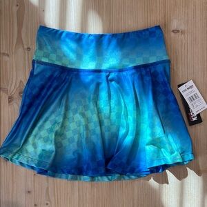 Steve Madden Blue and Teal Green ombré rainbow checkered Skort